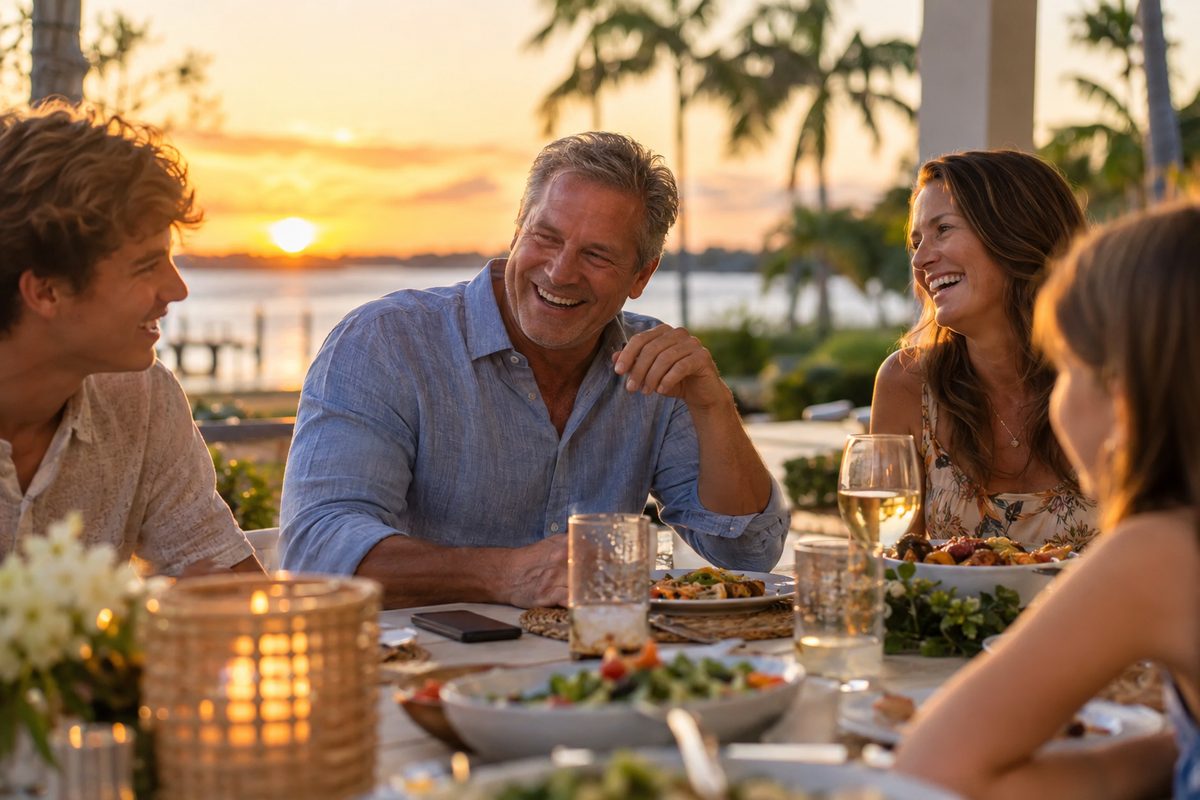 A family enjoying dinner while their phone stays quiet